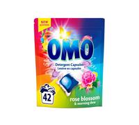 OMO Rose Blossom Laundry Capsules - 42 Capsule 20 g Each - Powerful Stain Removal with Long-Lasting Fragrance, Up to 14 Days of Wash-to-Wash Freshness, Dissolves Fast