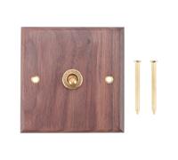 omocatch Retro American Industrial Style Solid Wood Brass Toggle Light Switch Socket Plate, Antique Concealed Wall Switch for Home and Hotel