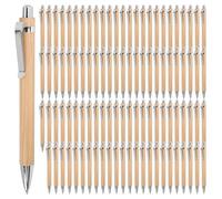 omolly 100 Pcs Bamboo Ballpoint Pen Set, Blue Ink Bamboo Retractable Ballpoint Pen, 1mm Ballpoint Wooden Pens, Sustainable Pen for Writing Journaling School Office Supplies Graduation Gift