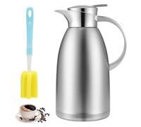 omolly 2.3L Thermal Coffee Carafe with Button Top, Stainless Steel Double-Wall Insulated Teapot with Cleaning Brush, Thermal Tea Flask, Vacuum Jug for Coffee, Milk, Tea, Beverage, Juice