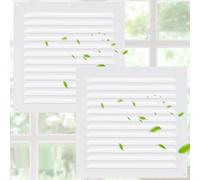 omolly 2 Pcs 10" x 10" Louvre Vent Cover with Screen Mesh, Aluminum Square Air Vent Window Grille, Wall Vents Square Ventilation Grille, Exhaust Fan Cover for House, Shed, Exterior Walls