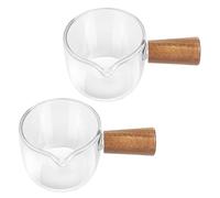 omolly 2 Pcs Small Milk Jug, 50ML Coffee Cup, Milk Pitcher Beakers, Coffee Measuring Jug, Milk Cup Clear Glass, Mini Coffee Frothing Pitcher for Coffee, Tea, Milk