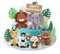 omolly 23Pcs Animal Cake Topper,Jungle Animal Cake Toppers Set, Animals Figure Decorations,Jungle Wild Animals Cake Decorations for Animals Themed Birthday Party Holiday Party