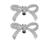 omolly 2Pcs Crystal Rhinestones Bow Shoe Clips Wedding Bridal Shoe Buckles DIY Manual Bead High Heels Flower Decorations Silver