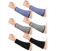 omolly 3 Pairs Arm Protectors Black & Blue & Gray HPPE for Thin Skin and Bruising Cut Forearm Sleeve Level 5 Arm Burn Protection Sleeve