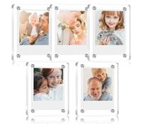 omolly 5 Pcs Acrylic Magnetic Photo Frame Display Rack, 12x7 CM(4.72x2.75 In) Acrylic Picture Frame, Clear Double Sided Magnetic Picture Frame, Mini Frameless Picture Frames, Photo Frame Fridge Magnet