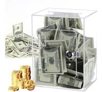 omolly Acrylic Donation Box, Suggestion Box with Slot and Lock, Charity Collection Box, Lockable Ballot Box, Clear, Acrylic Card Box Lockable Tip Jar for Voting Coin Card Collection