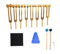 omolly Chakra Tuning Fork Set, 7 Chakra+1 Soul Purpose Weighted Tuning Forks for Meditation,Yoga, Sound Healing gold