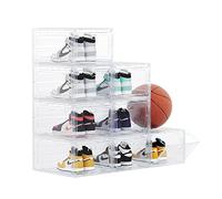 OMOPIN XXL Large Shoe Storage Box, Drop Front Shoe Box,8 Pack Shoe Containers, Sneaker Display for US 14 Size 14.5" L x 11" W x 8.5" H(XL CLEAR 8 PACK)