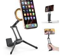 OMOTON Aluminum Magnetic Phone Tripod, 360°Rotating for MagSafe Tripod Mount, Adjustable Mobile Phone Stand for iPhone 17/16/15/14 Pro Max Air, Fits Gym, Video, Vlog, Travel Essentials Accessories