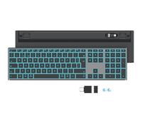 OMOTON Backlit Wireless Keyboard for Mac, Metal Shell, 2.4G & Bluetooth Multi-Device, Ergonomic Design, UK Layout Full Size Rechargeable Quiet Keyboard for MacBook Pro/Air, iMac, Mac Mini, Space Gray