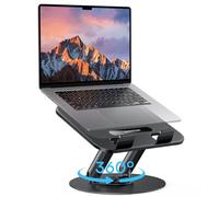OMOTON Laptop Stand for Desk, 360° Swivel Laptop Riser, Durable Metal Base, Foldable Ergonomic Notebook Stand with Adjustable Height - Fits MacBook and Laptops up to 15 inches - Classic Black