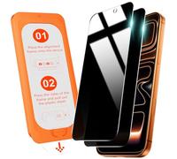 OMOTON Privacy Screen Protector for iPhone 17 Pro Max [Auto-Dust Removal], Tempered Glass Film with 9H+ Hardness & 12FT Military Grade Shatterproof, 100% Anti-Spy, Full Coverage Protection, 2 Pack