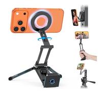 OMOTON TP02 Pro 360°Rotating for MagSafe Tripod, with 1/4" Screw & Arca Swiss Plate, Back Magnet, Essential Kit for Content Creators & Gym & Vlogging, Adjustable Selfie Stick for iPhone 12-17 Series