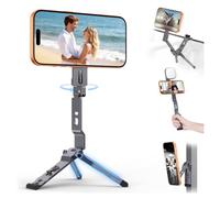 OMOTON TP03 360°Rotating for MagSafe Tripod, Ultra Slim 12mm Magnetic Phone Tripod with 1/4" Screw & Hook, for iPhone 17/16/15 Pro Max Air, Foldable Phone Stand for Vlog, Gym, Travel, Grey