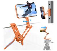 OMOTON TP06 for MagSafe Tripod Hook, 360° Rotating Magnetic Phone Tripod with 1/4" Screw & Acra, Aluminium Selfie Stick for iPhone 17/16/15 Pro Max Air, Phone Stand for Vlog, Gym, Travel, Orange
