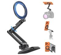 OMOTON TP08 Magnetic Phone Tripod Mount, Arca Base & Cold Shoe for Camera | 360° Adjustable Aluminum Mount for Metal Surface Gym Video Recording, Foldable Pocket Size, for iPhone Android
