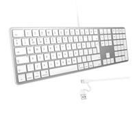 OMOTON Wired Keyboard for Mac, Full-Size, QWERTY UK Layout, Silver | Dual Interface USB-C & USB-A, Plug & Play, Compatible with Apple MacBook Neo/Pro/Air, iMac, Mac mini/Pro, Office & Home