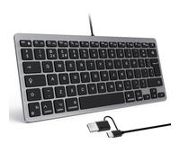 OMOTON Wired Keyboard for Mac, USB-C & USB-A, QWERTY UK Layout, Space Gray | Dual Interface, Comfortable Typing, Plug & Play, Compatible with Apple MacBook Neo/Pro/Air, iMac, Mac mini/Pro, Office & Home