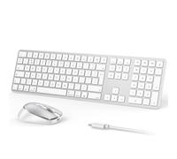 OMOTON Wireless Bluetooth Keyboard Mouse Rechargeable for Mac OS, Wireless Keyboard and mouse Set for MacBook Air/MacBook Pro/iMac, Multi-Device Ultra Slim, Quiet Typing, QWERTY UK Layout, Silver