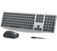 OMOTON Wireless Bluetooth Keyboard Mouse Rechargeable for Mac OS, Wireless Keyboard and mouse Set for MacBook Air/MacBook Pro/iMac, Multi-Device Ultra Slim, Quiet Typing, QWERTY UK Layout, Gray