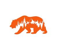 OMOZX Brown Bear Forest Mountains Car Sticker Personality Car Vinyl Decal Accessories(Orange,24x12cm)