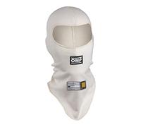 OMP Plain - Adult Balaclava, White, Size First-FIA Approved Racing Balaclava, Size XS-S, White/Opulent Garden, Small