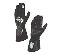 OMP Racing FIA Approved One EVO FX Driving Gloves, Single Layer, Flame Retardant Fabric, Black, Medium, Pair