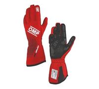 OMP Racing FIA Approved One EVO FX Driving Gloves, Single Layer, Flame Retardant Fabric, Red, Medium, Pair