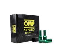 OMP SPEED Set of 20 Wheel Screws with Metric M12 x 1.5 Wrench 17/19 Long Threaded 27 mm Green and Material DIN 10.9