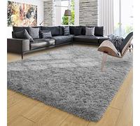 Ompaa Grey 8x10 Feet Large Area Rugs Fluffy Living Room Carpet, Wall to Wall Big Shag Gray Rug for Bedroom Kids Playroom Classroom Nursery Home Office Decor