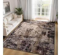 Ompaa Living Room Rug 5x7 Brown Area Rug Machine Washable Boho Coffee Rug Non Slip Abstract Vintage Indoor Large Rugs for Bedroom, Classroom, College Dorm, Farmhouse, Dining Room, Kids Playroom