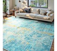 Ompaa Living Room Rug 6x9 Teal Blue Area Rug Machine Washable Boho Rug Non Slip Abstract Vintage Indoor Large Rugs for Bedroom, Classroom, College Dorm, Farmhouse, Dining Room, Kids Playroom