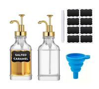 Ompinda 2 Pcs 500ML Square Glass Coffee Syrup Pump Dispenser Coffee Bar Accessories for Coffee,Vanilla, Caramel, Honey