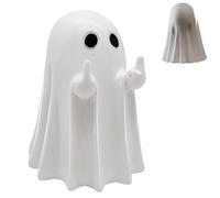 Ompinda Cute Ghost Statue Resin Figurine Funny Halloween Ghost Ornaments for Table/Bookshelf/Mantel Display (white)