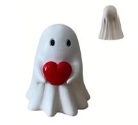 Ompinda Cute Ghost Statue Resin Figurine Funny Halloween Ghost Ornaments for Table/Bookshelf/Mantel Display (red)