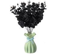 Ompinda Halloween Artificial Eucalyptus Stems, 6 Pack Black Flower Branches for Table Vase Centerpieces, DIY Wedding Home Farmhouse Decoration