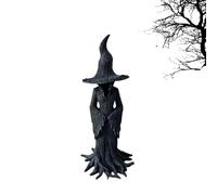 Ompinda Halloween Witch Statue, Crafted Gothic Halloween Resin Figurine Desktop Ornament Mysterious Curse Props for Halloween Party Decoration (7.8inch)