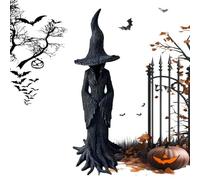 Ompinda Halloween Witch Statue, Crafted Gothic Halloween Resin Figurine Desktop Ornament Mysterious Curse Props for Halloween Party Decoration (11.8inch)