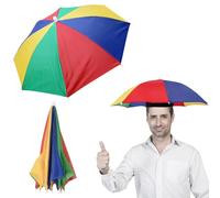 Ompinda Head Umbrella Hat, 2 Pcs 20 Inch Diameter Portable Rainbow Head Umbrella Hat with Elastic Band Headwear Umbrella Cap for Outdoor Sports