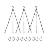 Ompinda Plant Basket Hanging Chains, 3 Pack 3 Leads Black Metal Garden Hanging Flower Pot Chains with Hooks and Clips for Planters, Bird Feeders