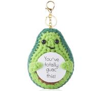 Ompinda Positive Crochet Dolls Keychain, Funny Knitted Dolls Key Ring with Positive Cards Emotional Support Crochet Gift for Women or Lovers Birthday/Mother's Day (Papaya)