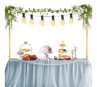 Ompinda Table Balloon Party Arch Stand, Adjustable Metal Over The Table Rod Stand with Clamps Arch Party Decorations Hanging Rail Stands for Wedding/ Graduation/Halloween/Christmas (Gold)