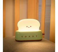 ompvor Bread Toast Night Light, Cute Dimmable Rechargeable Desk Lamp Timer, Funny Nightlight Portable Bedroom Bedside Sleep Lamp Dorm Room Decor lamp Baby Girls Boys Birthday Christmas Gift (Green)
