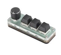 Omquot 3-Key Small Acrylic RGB Backlight Mechanical USB Keyboard with Steering Wheel for DIY Programming, Office & Games