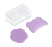 Omquot Baby Scalp Brush Set 2 Pieces Soft Silicone Sensory Bath Tools for Cleaning and Massage Delicate Newborn Scalp (Purple)