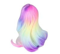 Omquot Ball Joint Doll Wig Gradient Color High Simulation Soft Supple 1:3 Doll Wig for 21-24cm Head Circumference Dolls (Multi Color) (Multi) (Rainbow)