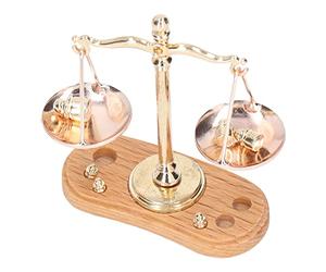 Omquot Beautiful Miniature Retro Scale Toy for Dollhouse Decoration with 6 Weights, Small and Unique Mini Scale Made of Alloy Wood for Use in Dollhouse Scenes 1:12 Scale