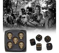 Omquot Bone Head Halloween Dice 3D Skeleton Dice Mini Decorative Game for Party Supplies Durable Resin Club Pub 5 Pieces (Set)