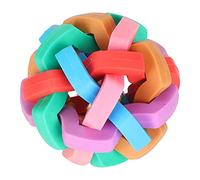 Omquot Colorful Soft Interactive Pet Ball Squeaky Toy for Dogs Puppies with Bell Inside for Exercise and Training Pet Supplies (S)